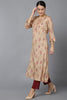   Women Beige Floral Printed Cotton Kurta