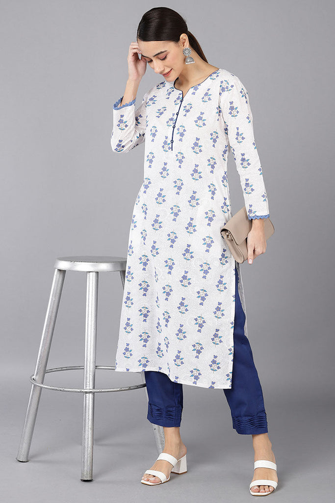  Women White Cotton Geometric Printed Kurtas