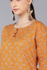  Women Orange Cotton Ethnic Motifs Solid Kurtas