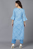  Women Blue Cotton Geometric Printed Kurtas