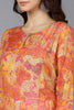  Women Beige Silk Floral Printed Kurtas