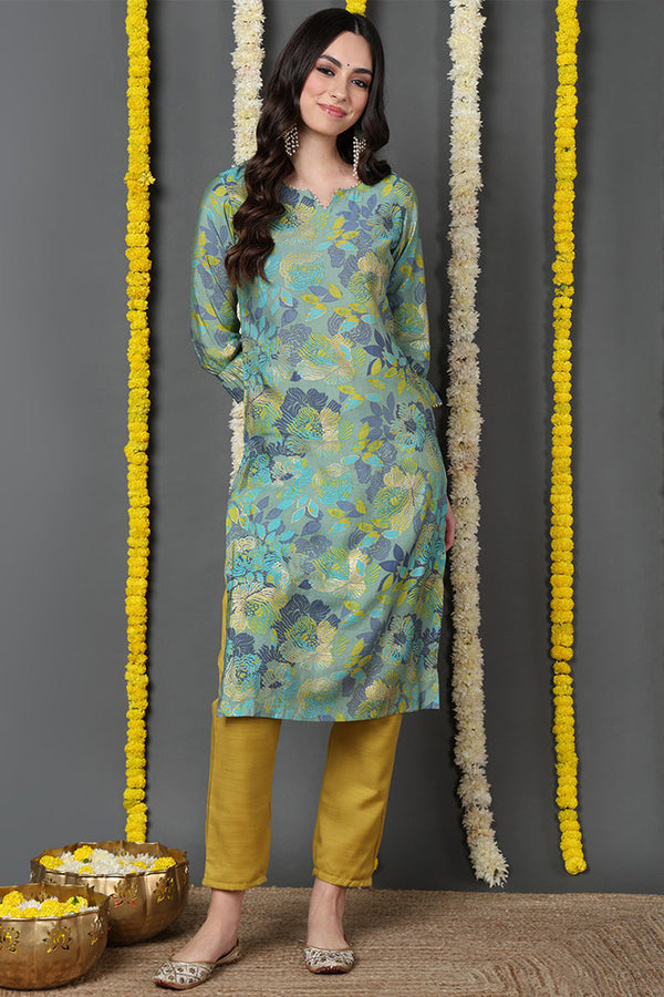 Green Poly Silk Straight Kurta VCK8668