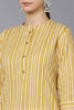  Women Mustard Cotton Striped Printed Kurtas