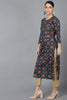  Women Navy Blue Cotton Ethnic Motifs Printed Kurtas