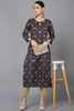  Women Navy Blue Cotton Ethnic Motifs Printed Kurtas