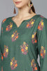  Women Green Cotton Floral Printed Kurtas