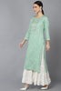  Women Sea Green Cotton Geometric Printed Kurtas