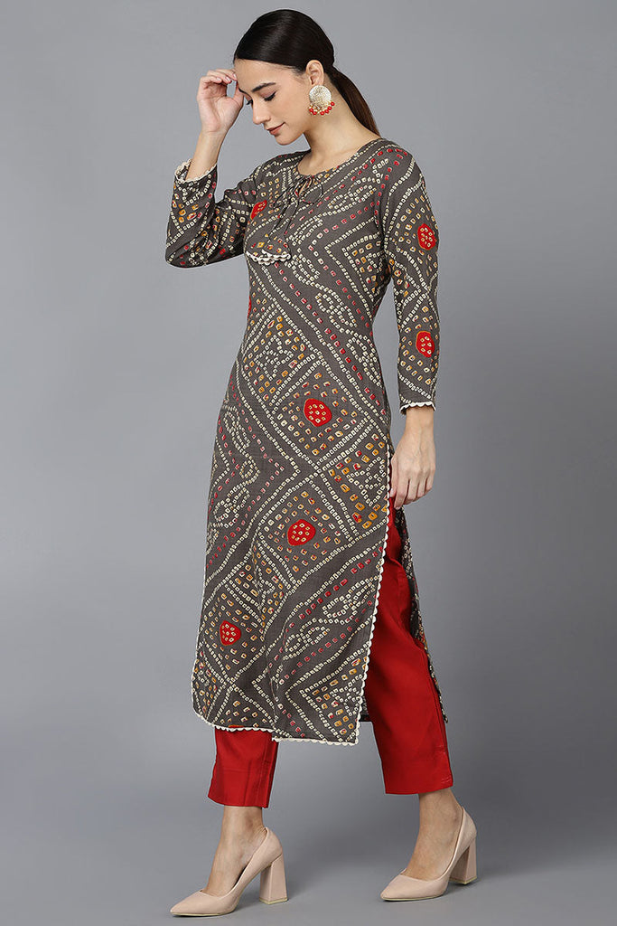  Women Taupe Cotton Bandhani Printed Kurtas