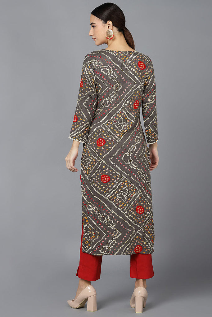  Women Taupe Cotton Bandhani Printed Kurtas