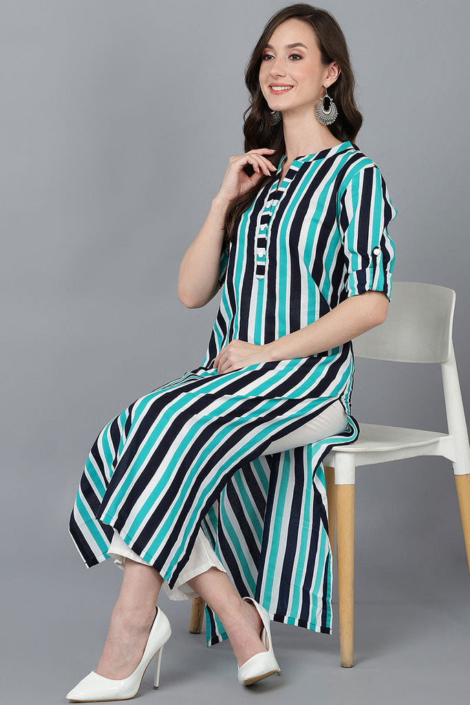  Women Multi Cotton Striped Printed Kurtas