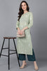 Sea Green Cotton Ethnic Motifs Straight Kurta VCK8739