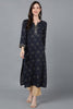 Navy Blue Silk Blend Straight Kurtas VCK8740