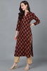 Maroon Silk Blend Straight Kurtas VCK8742