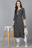  Women Black Cotton Yoke Design Kurta 