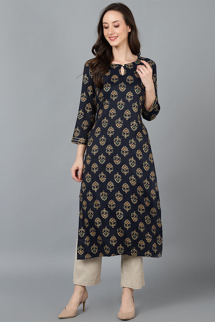  Women Black Cotton Printed Kurta 