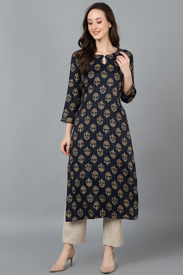  Women Black Cotton Printed Kurta 
