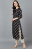  Women Black Cotton Printed Kurta 