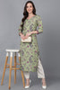 Green Poly Silk Floral Straight Kurta VCK8788