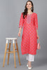   Women Peach-Coloured Ethnic Motifs Printed Kurta