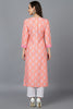   Women Peach-Coloured & White Ethnic Motifs Printed Kurta