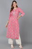  Women Pink Cotton Floral Printed Kurta