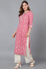  Women Pink Cotton Floral Printed Kurta