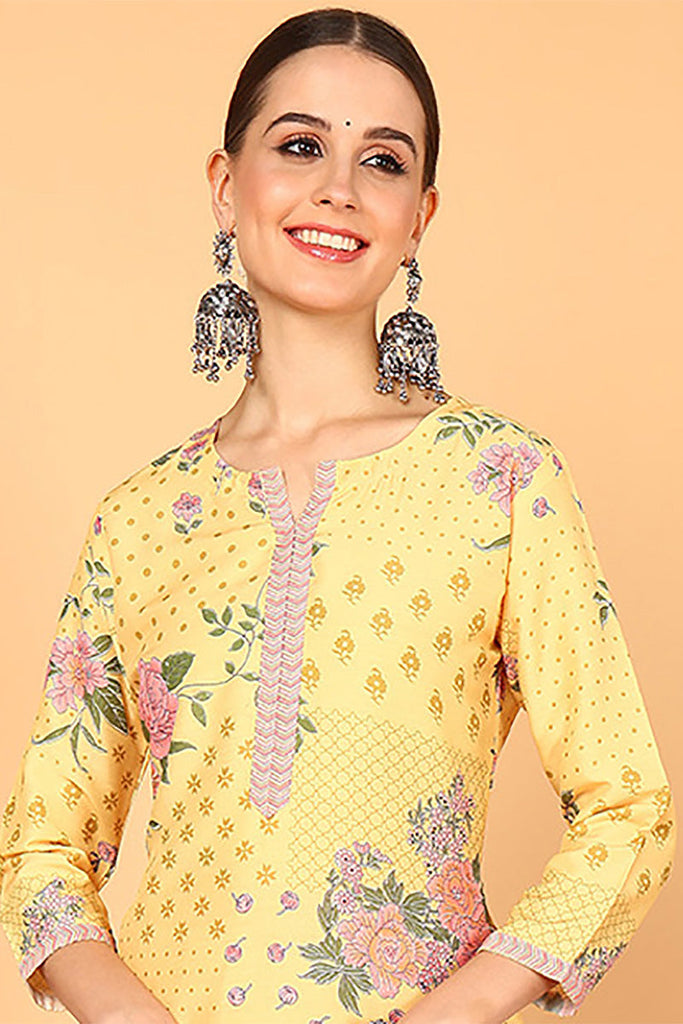 Yellow Poly Silk Straight Kurta VCK8823