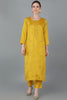 Yellow Silk Blend Solid Kurtas 