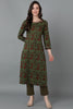 Green Cotton Straight Kurtas VCK8875