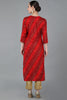 Red Viscose Rayon Geometric Straight Kurta VCK8881