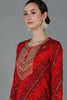 Red Viscose Rayon Geometric Straight Kurta VCK8881