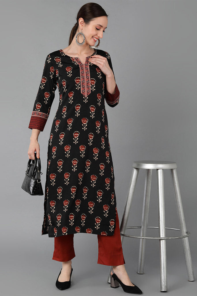  Women Black Polyester Floral Printed 