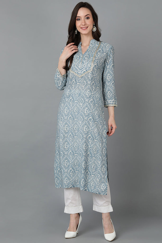 Grey Silk Blend Straight Kurtas VCK8886