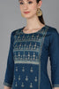 Teal Blue Viscose Rayon Ethnic Straight Kurta 