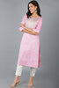 Pink Cotton Solid Yoke Design Straight Kurta 