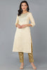 Yellow Cotton Striped Yoke Design Straight Kurta 