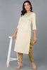 Yellow Cotton Striped Yoke Design Straight Kurta 