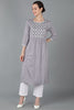 Grey Cotton Floral Straight Kurta VCK8970