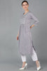 Grey Cotton Floral Straight Kurta VCK8970