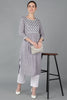 Grey Cotton Floral Straight Kurta VCK8970