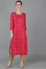 Red Chanderi Silk Bandhani Straight Kurta VCK8978