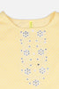 Yellow Cotton Checked Embroidered Straight Kurta 