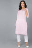 Pink Cotton Solid Yoke Design Straight Kurta 