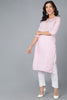 Pink Cotton Solid Yoke Design Straight Kurta 