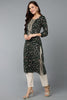 Green Silk Blend Floral Straight Kurta VCK9015