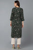 Green Silk Blend Floral Straight Kurta VCK9015