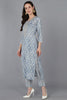 Blue Silk Blend Ethnic Motifs Embroidered Straight Kurta 