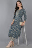 Blue Silk Blend Floral Embroidered Straight Kurta 