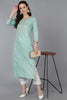 Sea Green Silk Blend Bandhani Embroidered Straight Kurta 