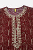 Maroon Silk Blend Ethnic Motifs Embroidered Straight Kurta 